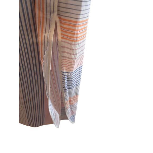 RED CARTER Striped Sleeveless Collared Midi Dress Orange Blue White XS - Picture 6 of 6
